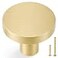 QOGRISUN 2 Pack Gold Cabinet Knobs Solid Brass Knobs for Dresser Drawers Brushed Brass Round Kitchen Hardware Heavy Duty1316Inch Diameter