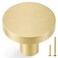 QOGRISUN 2 Pack Gold Cabinet Knobs Solid Brass Knobs for Dresser Drawers Brushed Brass Round Kitchen Hardware Heavy Duty1316Inch Diameter