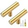 Ravinte 5 Pack Gold T Bar Cabinet Knobs 2 Inch Dresser Knobs Brushed Brass Single Hole Drawer Knobs Cabinet Handles