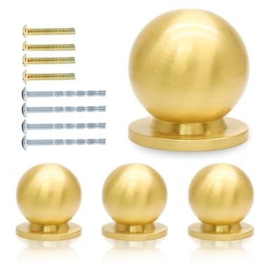 Jiozermi 4 Packs Mini Round Solid Brass Knobs 58 Inch Diameter Brass Pulls Gold Mini Drawer Pulls Mini Knobs for Jewelry Box Gold