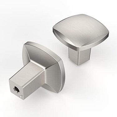 Asidrama 10 Pack Brushed Satin Nickel Kitchen Cabinet Knobs Square Dresser Knobs Drawer Knobs Cabinet Hardware Zinc Knobs for Dresser Drawers