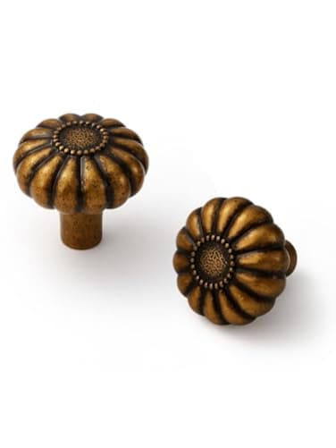 JIASENBAO Antique Brass Cabinet Knobs 2 Pack Vintage Retro Drawer Pulls Kitchen Cupboard Bathroom Dresser Cabinet Hardware Handles Zinc Alloy