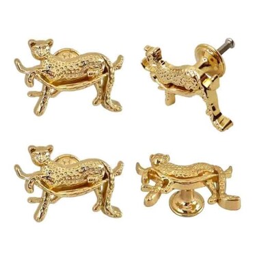 haowei Cheetah Knobs Gold Animal Drawer Knobs 4Pcs Animal Handle Cabinet Pullsfor Dresser Cupboard Wardrobe e Leopard
