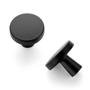 JOY DECOR 5 Pack Kitchen Cabinet Knobs Solid Drawer Knobs Dresser Knobs 114 Inch Drawer Pulls Matte Black Cabinet Hardware for Dresser Drawers Round Cabinet Door Knobs Simple Drawer Handles