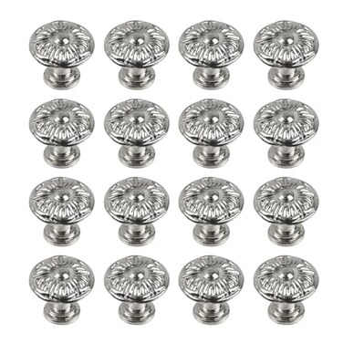Geesatis 16 Pcs Jewelry Box Knobs Drawer Knobs Wooden Box Handles Mini Single Hole Knobs Silver