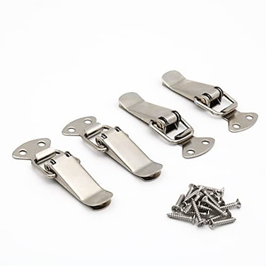 BERYLER Latch Stainless Steel Spring Loaded Toggle Latch Silver Catch Hasp Clamp Clip Lock with Stainless Steel Screws for Cabinet Wooden Case Box Chest8 Pack
