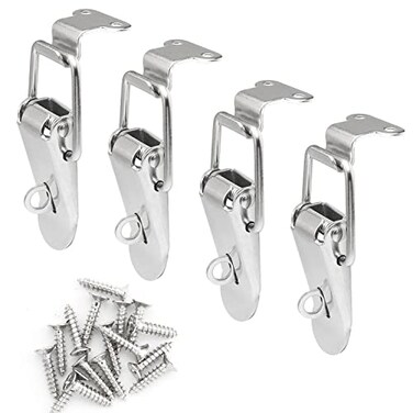 ITROLLE 4PCS 74mm 201 Stainless Steel Tool Box Hood Locks Latches Spring Loaded Toggle Lock Clasp Buckle Latch Tool Box Hasps 90 Degree Right Angle Latch