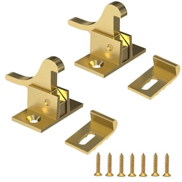 kaileyouxiangongsi 2 Pack Brass Heavy Duty Elbow Latch Window Cabinet Door Latch for HomeOfficeCabinet Doors Window Doorswith Mounting Screws