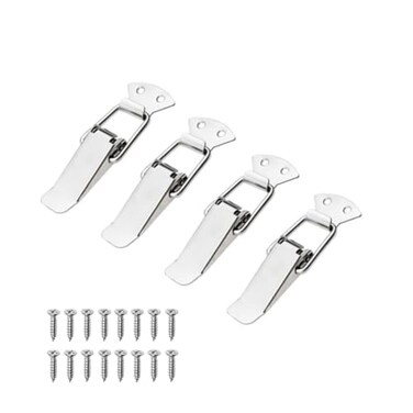 LuoQiuFa Latch Stainless Steel Spring Loaded Toggle Latch Silver Catch Hasp Clamp Clip Lock with for Cabinet Wooden Case Box 4 Pack
