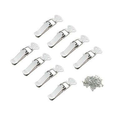 LuoQiuFa Latch Stainless Steel Spring Loaded Toggle Latch Silver Catch Hasp Clamp Clip Lock with for Cabinet Wooden Case Box8 Pack