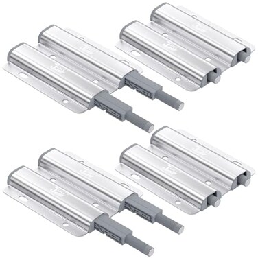 Jiayi Push Catch Metal Heavy Duty 4 Pack Double Push to Open Door Latch Touch Latches Kitchen Door Push Release Latch for Drawer Closure Door Catches Double Push Open Cabinet Hardware