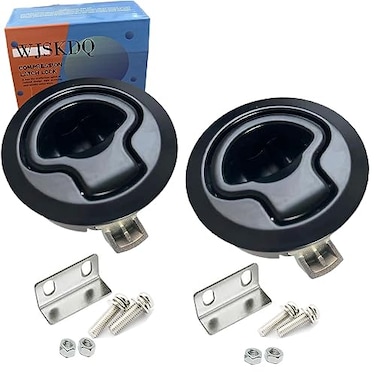 WJSKDQ Boat Latches Flush Pull Slam Latch for Boat Boor Latches Handle Style Black 14 Door Cabinet Hardware of 2PCS Black Zinc Alloy