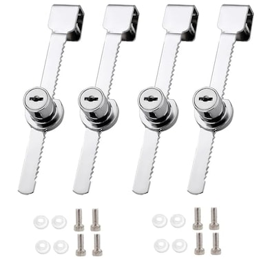 Wvapzwr 4Pcs Sliding Glass Door Ratchet Lock Keyed Alike Showcase Display Lock Chrome Glass Display Case Lock Reptile Cage Lock and Key