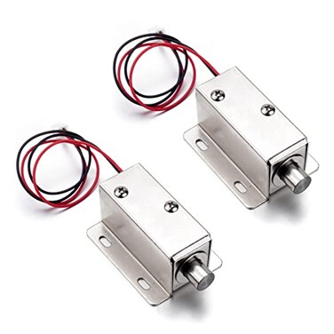 ATOPLEE 2pcs Electromagnetic Solenoid LockDC 12V 08A Door Drawer Tongue Down Slim Design Assembly Magnetic Lock for Cabinet Door Drawer55X42X27mm