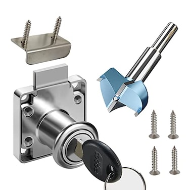 Junrbx Cabinet Drawer Locks Forstner Drill Bit Drill Diameter 07920mm Furniture Locker Locks Wardrobe Locks All Lock Keys are Independent Suitable for Door Panels 1722 mm Thick Silver