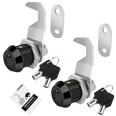 Cylinnda Black Toolbox Lock with Keys Cabinet Locks Keyed Alike Hook Cam Tubular Cam Lock Tool Box Lock with Manual Zinc Alloy 58 Inch 2 PackBlack