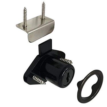 Desunia Office Desk Lock for Drawer Door 78 875 Bore Black Keyed Alike Includes Escutcheon Trim Ring Strike Screws 1 Lock