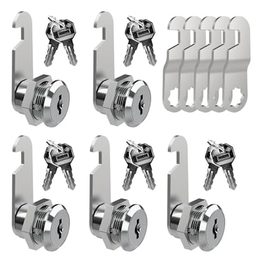 EG STARTS 5 Pack File Cabinet Cam Locks Keyed Alike 58 78 Inch Cylinder Locks for Mailbox File Drawer Dresser RV Compartment Tool Box