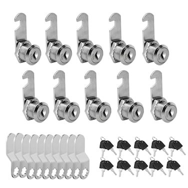KEJJNYER 10 Pack Cam Locks Keyed Alike 58 Cylinder Zinc Alloy RV Storage Locks Cabinet Cam Lock with Keys File Drawer Mailbox Replacement Lock Set