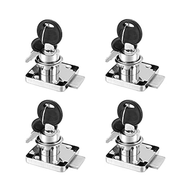 Lpraer 4 Pack Cylinder Cam Drawer Lock with Keys Cabinet Locks 20mm Cylinder and Chrome Finish Keyed Alike with 8 Keys Security Locks for Cupboard Door Cabinet Mailbox