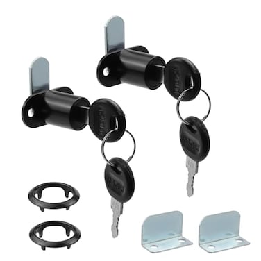 Mewutal 2pcs Cabinet Lock with Keys 78 Cylinder Cam Locks Black RV Storage Locks for Truck Tool Box File Cabinet Drawer Black