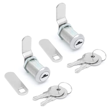 Qjaiune 2 Pack Cabinet Cam Lock with 118 Inch Cylinder Offset Straight Cam Thumb Locks Tool Box Lock Replacement RV Locks for Storage Door File Drawer Dresser Mailbox Nickel Finish