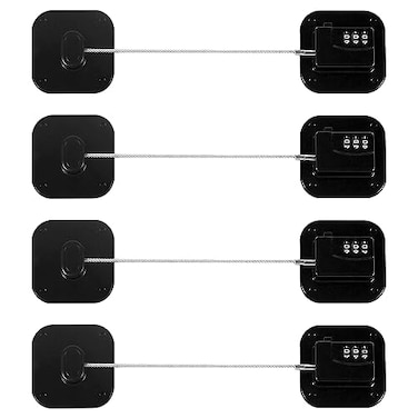 Coipdfty Refrigerator Lock Heavy Duty Fridge Lock Combination Lock for Refrigerator Cabinets Drawers Safety Lock Easy Install No Keys Needed Black4Pack