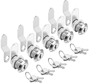 Sissinda Cam Locks Cabinet Locks Keyed Alike 58 Cylinder Length Fits on 04 Max Panel Thickness Secure File Drawer Mailbox RV Storage Tool Box Replacement Lock Set Zinc Alloy58 Inch 5Pcs