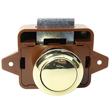 SQXBK Keyless Push Button Catch Door Knob Lock Push Button Catch Lock for RV Caravan Cabinet Boat Motor Home CupboardBrown Gold