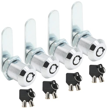 Uenhoy 4 Pack Tubular Cam Lock 1 Inch Cabinet Cam Lock Set for Tool Box File Cabinet Mail Box Vending Machine ATM Keyed Different