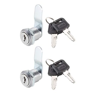 uxcell Cam Lock 34 Cylinder Length Cabinet Locks with No4 Cam Fits for 12 Max Thickness Panel Keyed Different Zinc Alloy 2Pcs