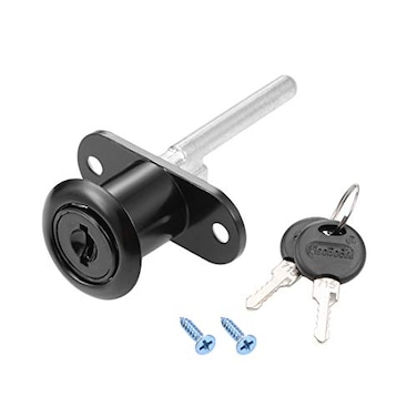uxcell Drawer Desk Wardrobe Cabinet Plunger Lock 58 Cylinder Diameter 1316 Cylinder Length Zinc Alloy Black Surface Keyed Different