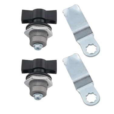 WELWIK 2PCS Black Zinc Alloy Thumb Operated Offset Cam Lock T Handle Door Latch Twist Lock Cylinder for Mailbox Locker Toolbox Chassis Cabinet