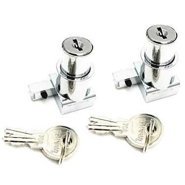 XMHF Plunger Push Lock For Sliding Glass Door Display Case Showcase Hinged Glass Cabinet Lock Fit for 5mm8mm Thick 2Pcs Key Different