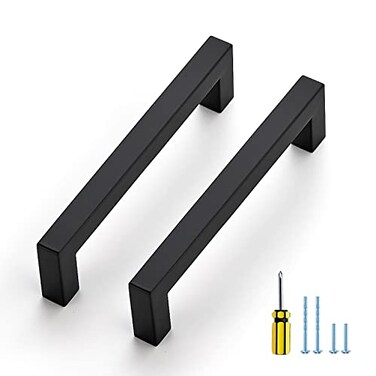 Ravinte 15 Pack Black Cabinet Pulls 5 Inch Square Kitchen Cabinet Handles Matte Black Kitchen Hardware for Drawer Pulls Drawer Handles Come with Screwdriver