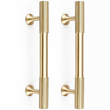 RZDEAL 4pcs Solid Brass Gold Cabinet Pulls 334Inch Hole Centers for Kitchen Cupboard Handles Modern Drawer Dresser Pulls Bathroom Brushed Brass Cabinet Pulls Wardrobe Door Handles