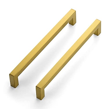 Ravinte 12 Pack 8 Inch Square Cabinet Handles Pulls Brushed Brass Drawer Pulls Kitchen Hardware for Cabinets Cupboards