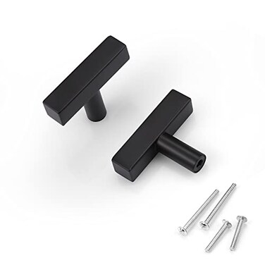 KNOBWELL 10 Pack Single Hole 2 Cabinet Knobs Stainless Steel Matte Black Dresser Pulls Drawer Knob Black Knobs and Pulls for Cabinet and Cupboard