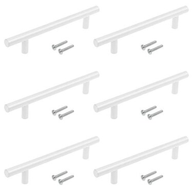 Coshar 6Pcs Cabinet Pulls Drawer Pulls Cabinet Handles Stainless Steel T Bar Pulls Kitchen Hardware Flat WhiteHole Cneter 50 Total Length 8