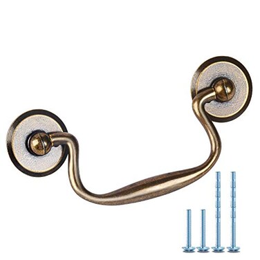 MOOD.SC MOODSC 4 Pack 2 34 CC Bail Drawer Pull Drop Swing Dresser Handles Hanging Pulls Cabinet Knobs Pull Antique Bronze Antique Brass Swan Neck Bail Pulls Hardware 70 mm 275 Hole Center