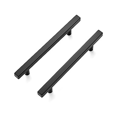 Ravinte 5 Pack 738 Square Cabinet Pulls Matte Black Stainless Steel Kitchen Drawer Pulls Cabinet Handles 738Length5 Hole Center