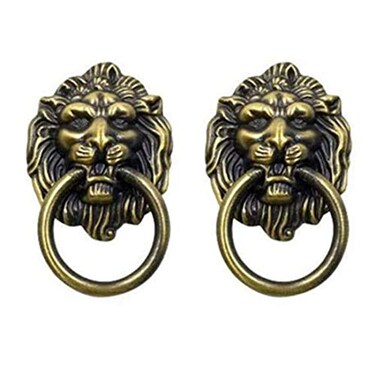 BfyBest 2Pack Cabinet Knobs Pulls Lion Head Ring Pulls Handle for Drawer Dresser Wardrobe Kitchen Cupboard L 35 x W 22