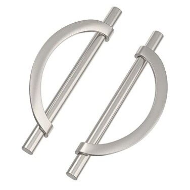 9BUILD 10 Pack 5 Inch Brushed Satin Nickel Kitchen Cabinet Handles Half Moon Cabinet Pulls Kitchen Handles for Cabinets Cabinet Hardware Nickel Dresser Pulls Drawer Handle