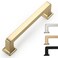 9BUILD 6 Pack 375 Inch Cabinet Handles Brushed Brass Gold Pulls for Kitchen Cabinets
