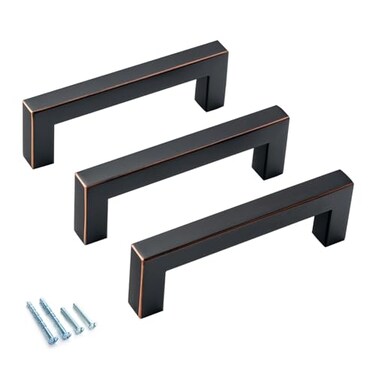 Aibeli 10 Pack Oil Rubbed Bronze Cabinet Pulls 3 34 Inch Stainless Steel Kitchen Cabinet Hardware Square Kitchen Handles for Cabinets Cupboard Handles Drawer Pulls