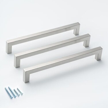 Aibeli Cabinet Handles Brushed Nickel 10 Pack8 Inch Hole Center 203mm Square Cabinet Pulls Drawer Handles Stainless Steel Cupboard Handles Modern Kitchen Cabinet Hardware