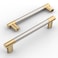 Amerdeco 10 Pack Brushed Nickel and Gold Knurled Cabinet Pulls 5 Inch Hole Center Brushed Brass Kitchen Cabinet Handles for Drawer Cupboard and Wardrobe ZH0038