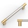 Amerdeco 10 Pack Brushed Nickel and Gold Knurled Cabinet Pulls 5 Inch Hole Center Brushed Brass Kitchen Cabinet Handles for Drawer Cupboard and Wardrobe ZH0038