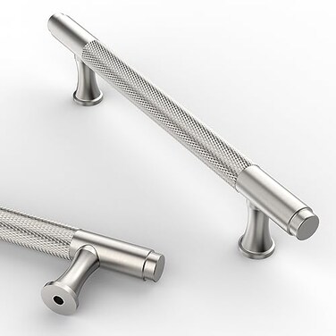 Asidrama 10 Pack 5 Inch128mm Knurled Brushed Satin Nickel Kitchen Cabinet Handles Cabinet Pulls Kitchen Cabinet Hardware Cupboard Drawer Pulls