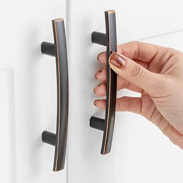 ASKANO 10 Pack 3 Inch Hole Centers Curved Oil Rubbed Bronze Cabinet Pulls Brushed Bronze Cabinet Handles Bronze Kitchen Hardware for Cabinets ZP2204 Drawers Bedroom Dresser Bathroom Vanity Cupboard